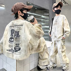 Autumn Winter Teenager Boys Tracksuit letter Graffiti sweatshirt — product photo 3 of 6