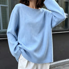 Casual Knitted Sweater Round Neck Open Back Long — product photo 3 of 6