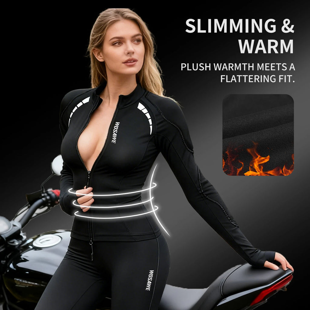 WOSAWE Women Motorcycle Jacket Pants Set Autumn Winter — product photo 4 of 5