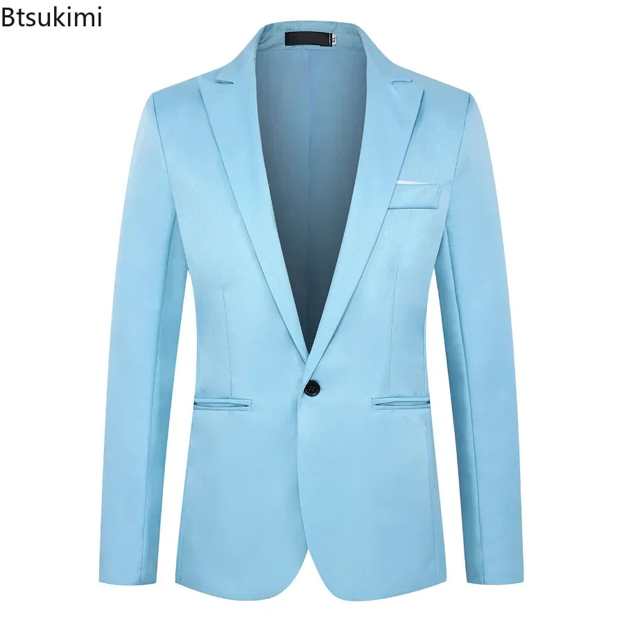 Men's Fashion Suit Jacket Elegant Gentleman Solid Slim — product photo 2 of 6
