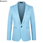 Men's Fashion Suit Jacket Elegant Gentleman Solid Slim — product photo 2 of 6