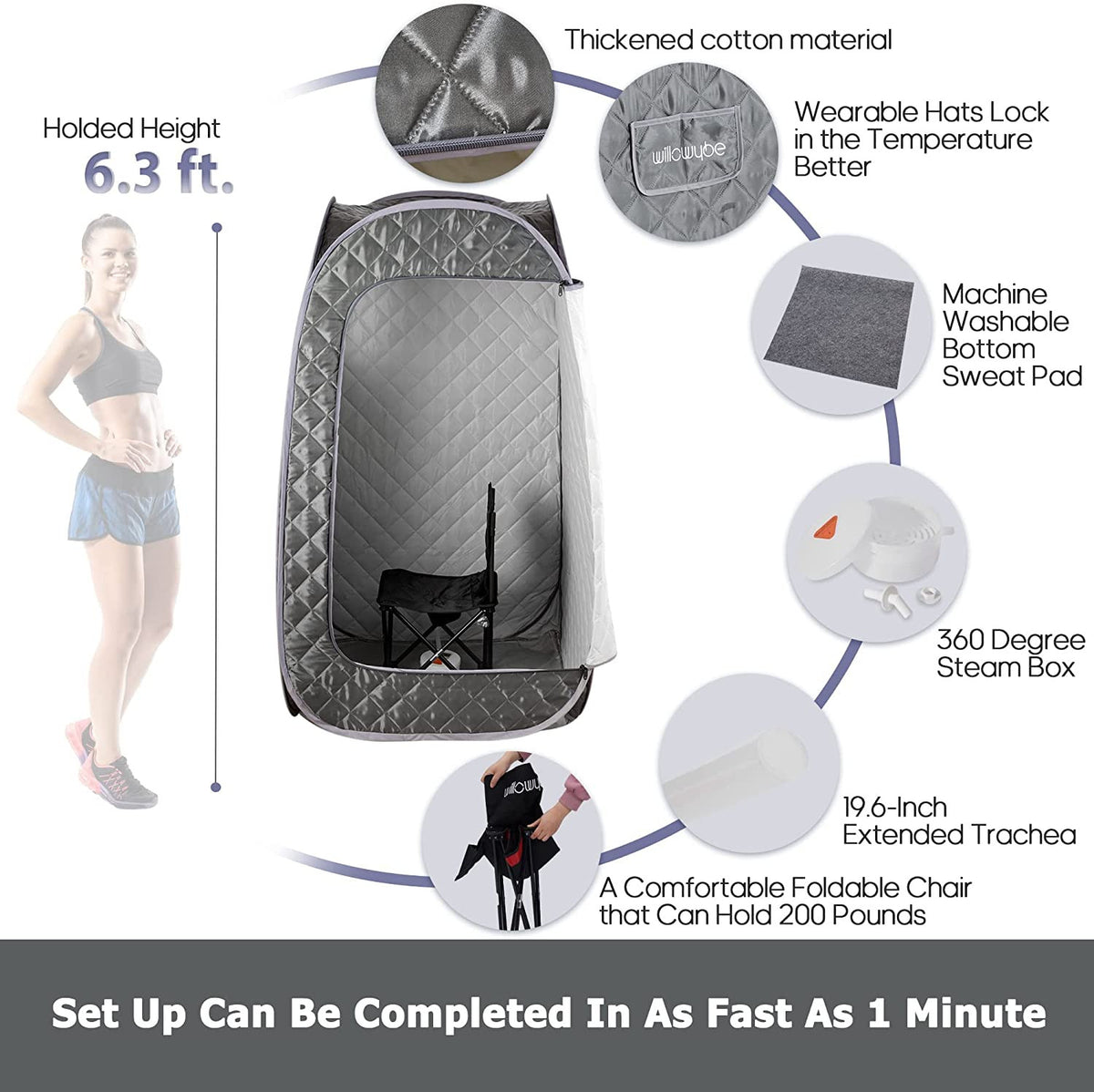 Portable Steam Sauna with Bluetooth Control — product photo 5 of 12