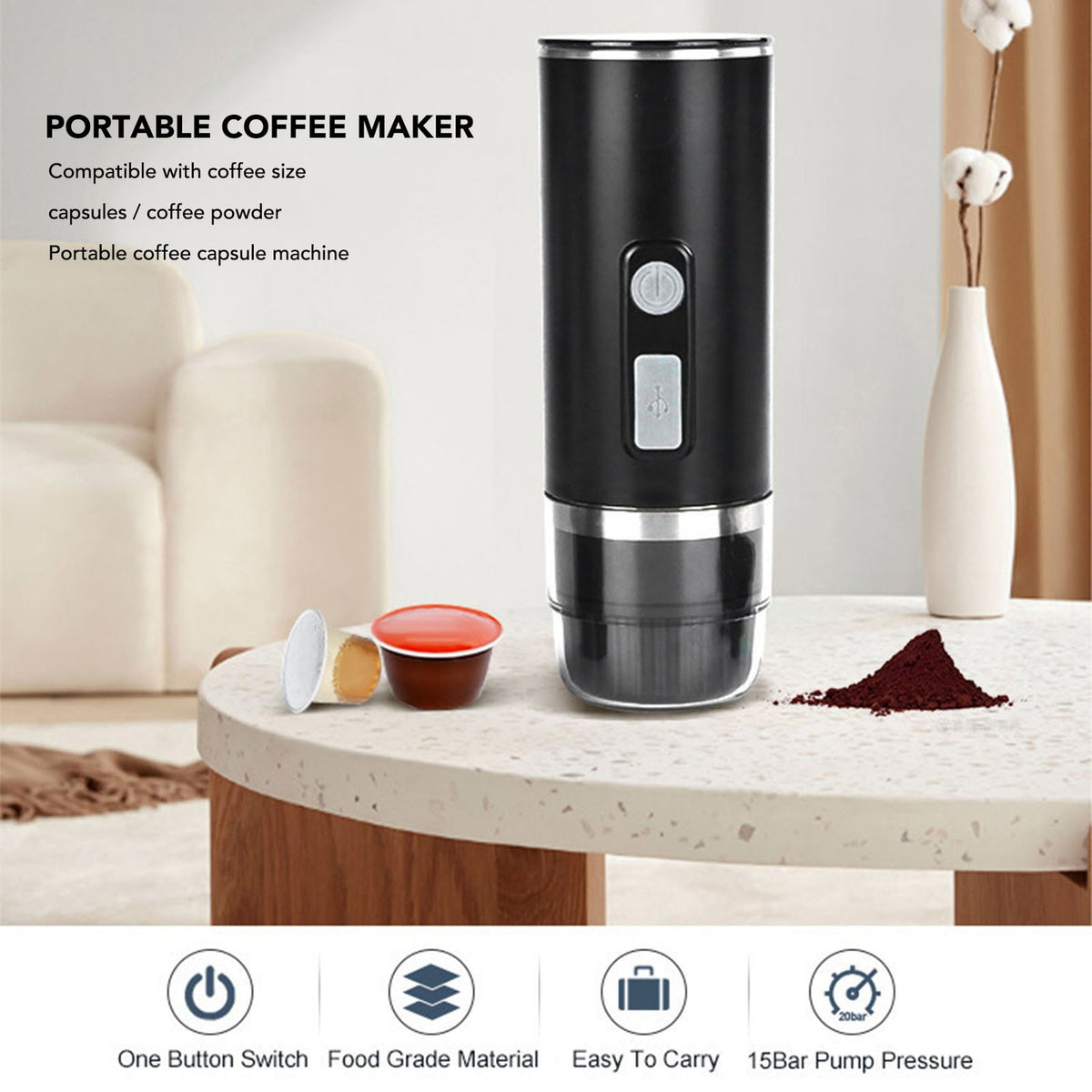 Portable Coffee Maker Capsule Coffee Maker ABS With — product photo 3 of 12