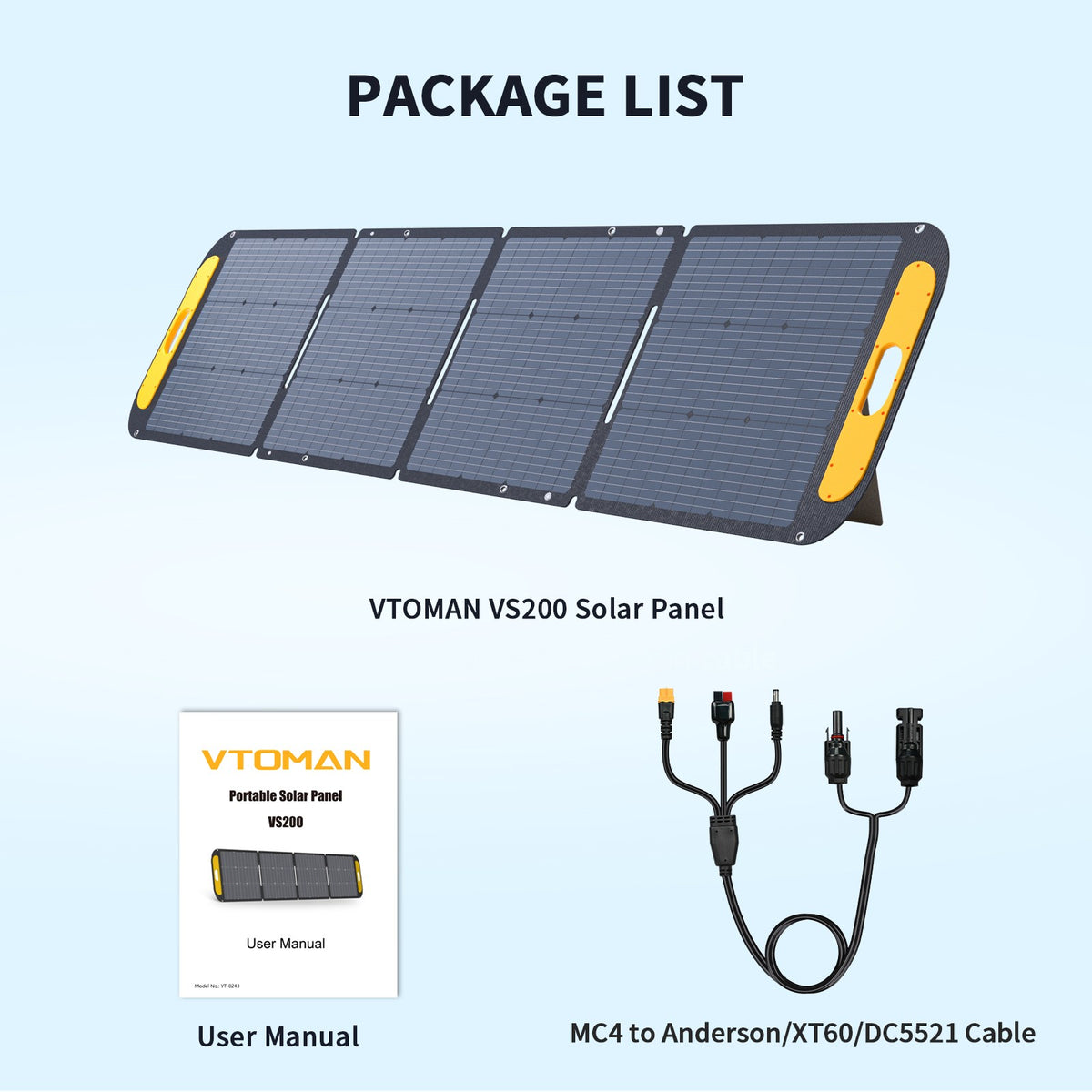 VTOMAN VS200 200W 19V Portable Solar Panel for — product photo 5 of 7