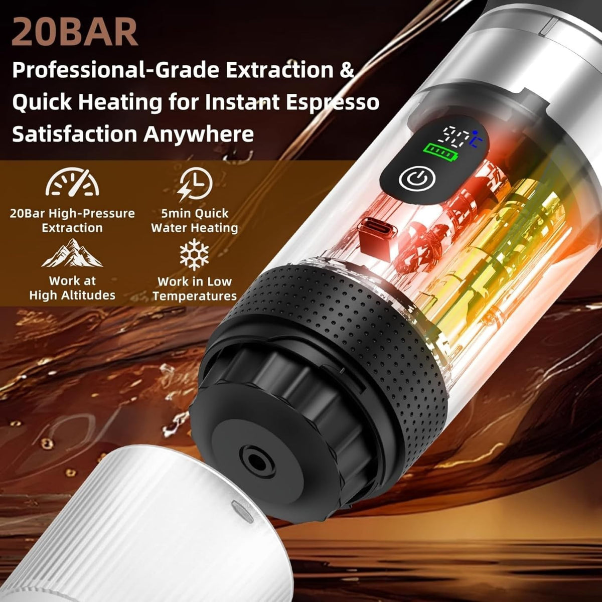 Portable Espresso Maker Electric & Rechargeable Coffee Machine — product photo 5 of 7