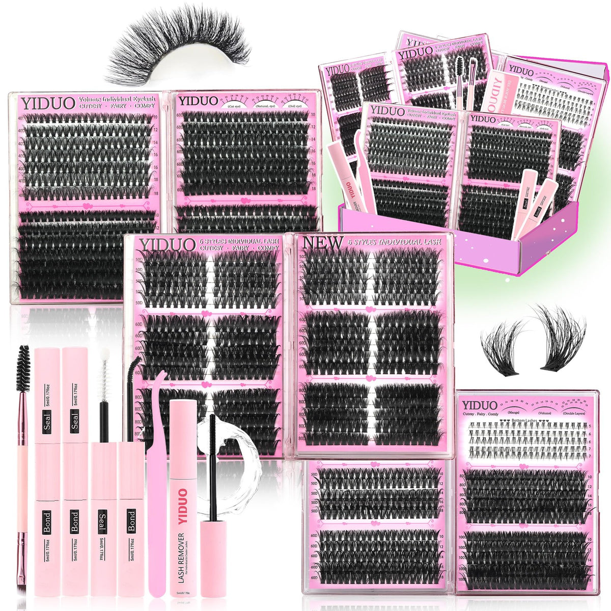 YIDUO 6 Box Mix Lashes Clusters Kit Gift — main product photo