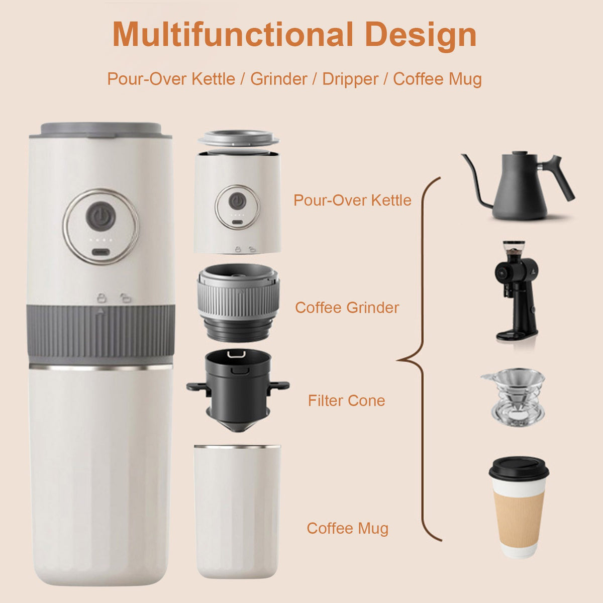 Portable Coffee Maker With Stainless Steel Cup For — main product photo