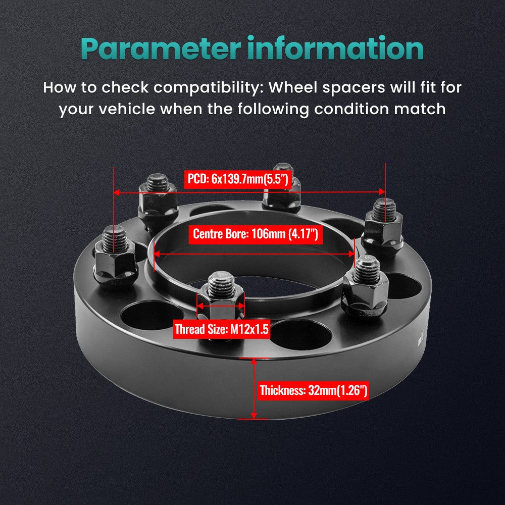4x 32mm Wheel Spacers 6x139.7 For Toyota 4Runner — product photo 10 of 11