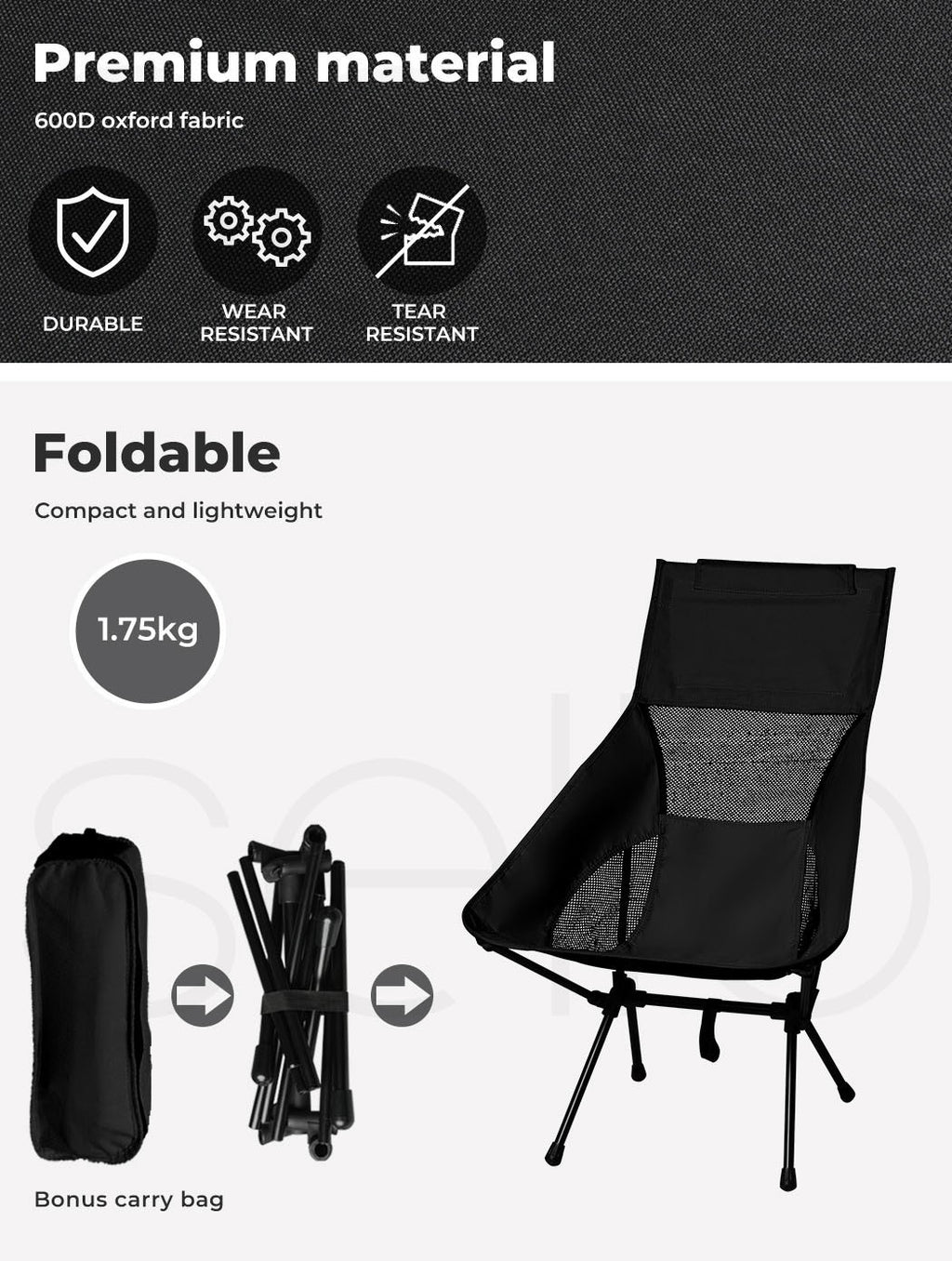 Levede Camping Chair Folding Outdoor Portable Lightweight Fishing