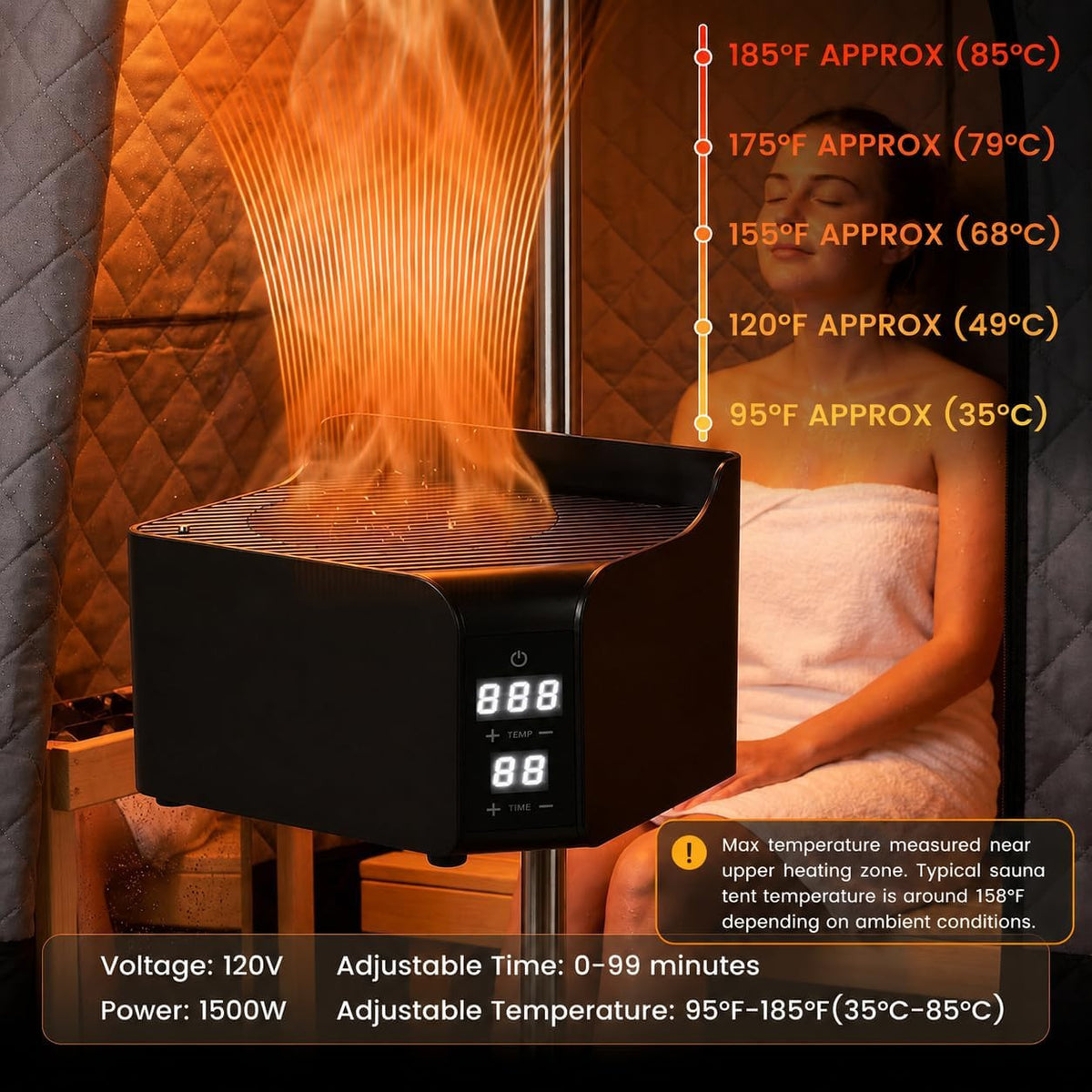 1500W Portable Dry Hot Air Heater for Sauna — product photo 2 of 12