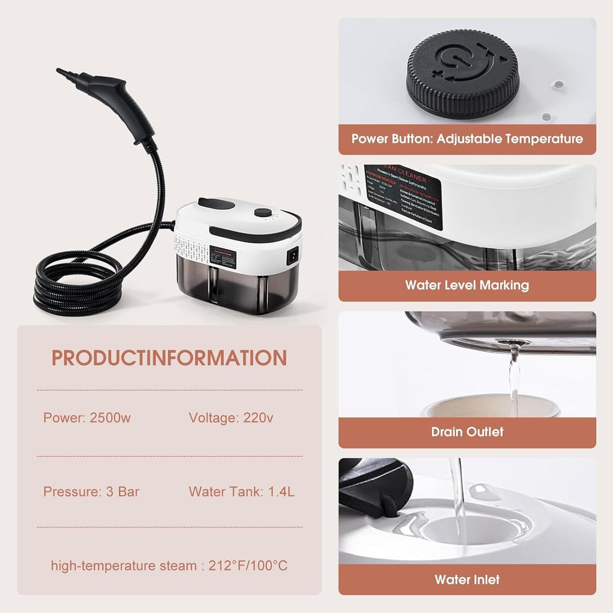 2500W Portable Steam Cleaner — product photo 4 of 7