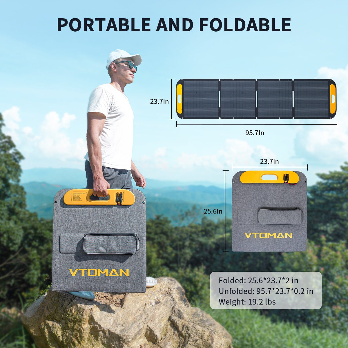 VTOMAN VS200 200W 19V Portable Solar Panel for — product photo 4 of 7