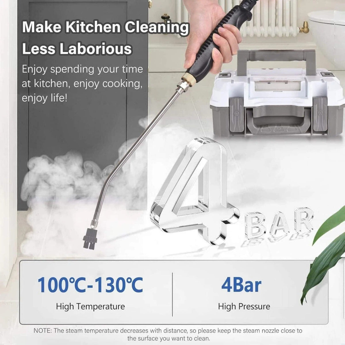 High Temp Pressurized Steam Cleaner Machine Kit Household — product photo 2 of 8