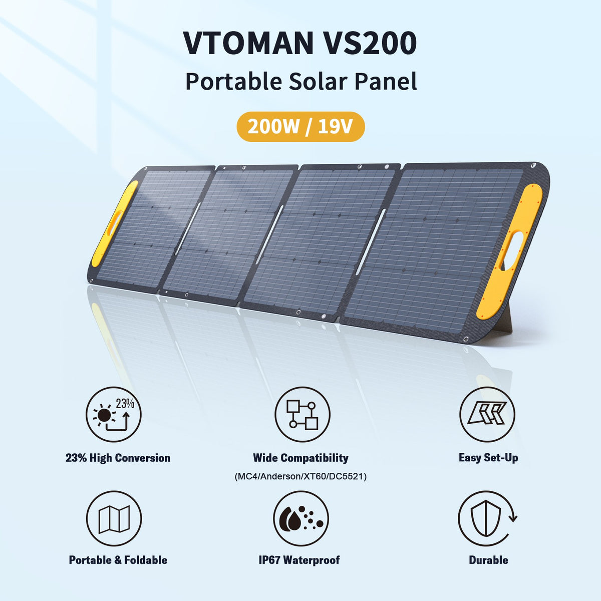 VTOMAN VS200 200W 19V Portable Solar Panel for — product photo 2 of 7