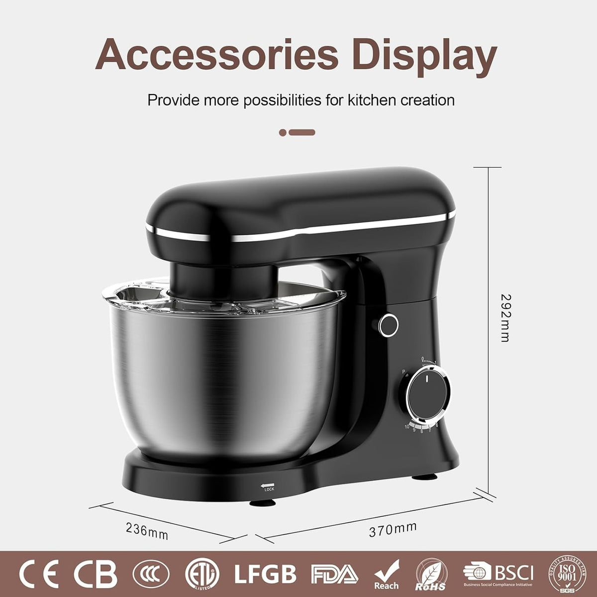 Stand Mixer 1500W 6L 10 Speeds & Tilt-Head