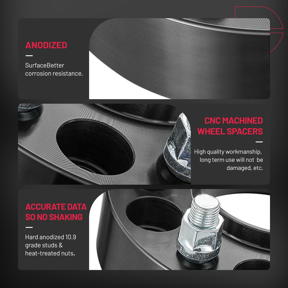 (4) 1" 5x115 Hubcentric Wheel Spacers 14x1.5 Studs — product photo 10 of 11