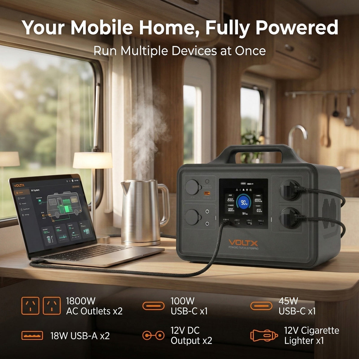 VoltX 1800W Power Station 1030Wh + 100W Solar — product photo 4 of 8